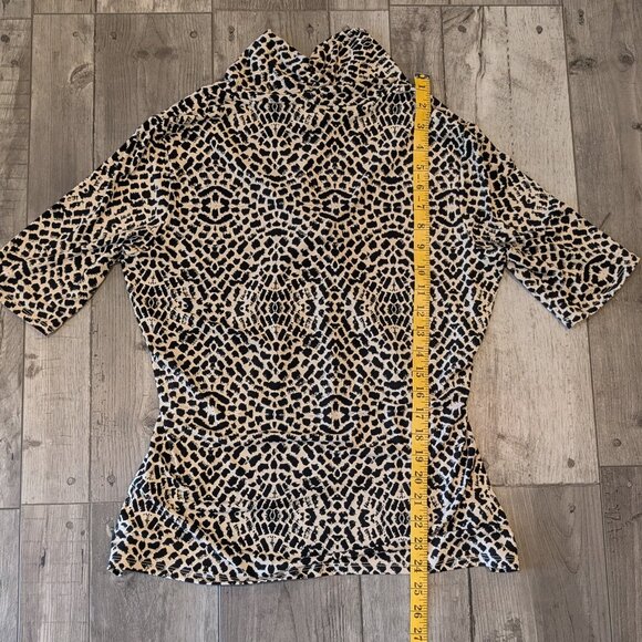 Premise Studio Twist Front Mock Neck Blouse – Tan & Black Animal Print, Sz L - Picture 9 of 10